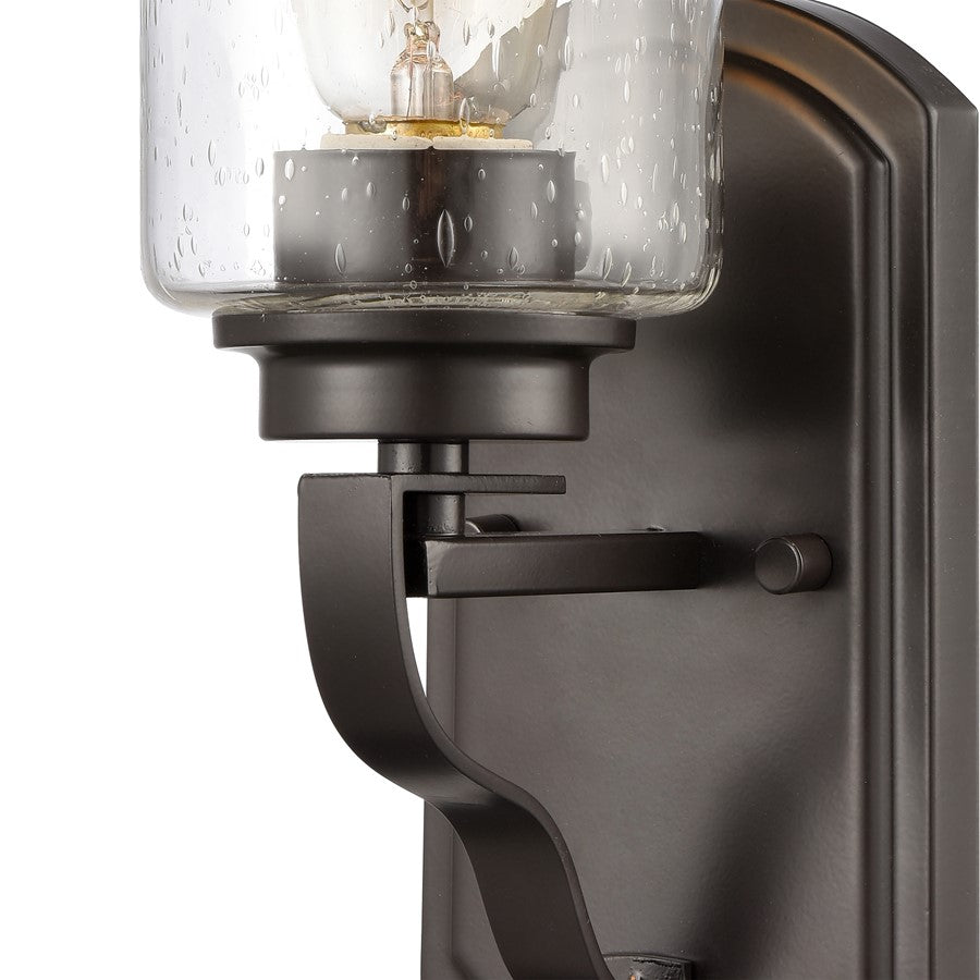 Atlas Lighting Market Square 5in 1-Light Wall Sconce | Transitional Oil Rubbed Bronze and Seeded Glass | Hallway & Bedroom Accent | Model WL11106-BZ
