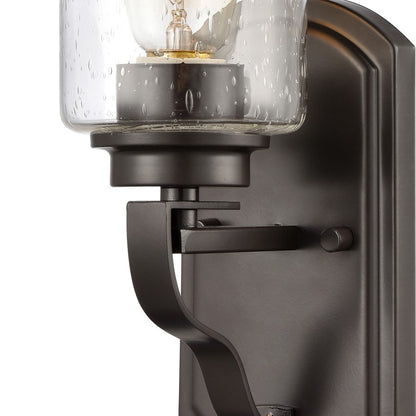 Atlas Lighting Market Square 5in 1-Light Wall Sconce | Transitional Oil Rubbed Bronze and Seeded Glass | Hallway & Bedroom Accent | Model WL11106-BZ