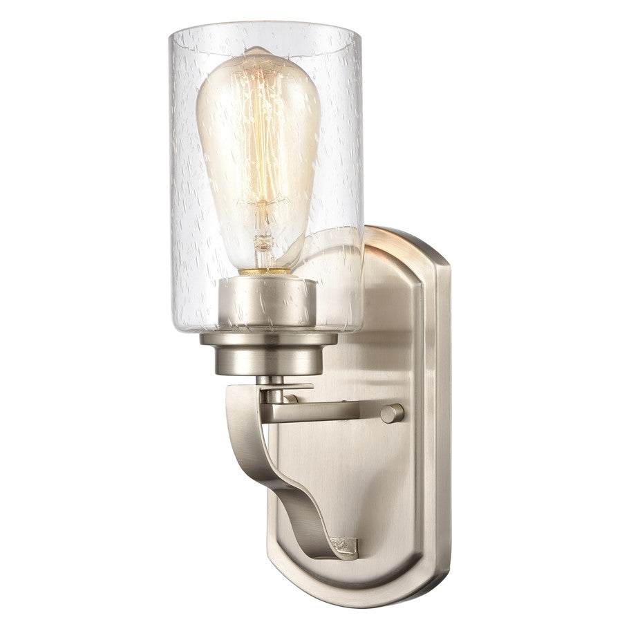 Atlas Lighting Market Square 5in 1-Light Wall Sconce | Transitional Brushed Nickel and Seeded Glass | Hallway & Bedroom Accent | Model WL11106-NK