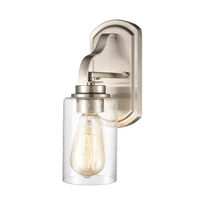 Atlas Lighting Market Square 5in 1-Light Wall Sconce | Transitional Brushed Nickel and Seeded Glass | Hallway & Bedroom Accent | Model WL11106-NK