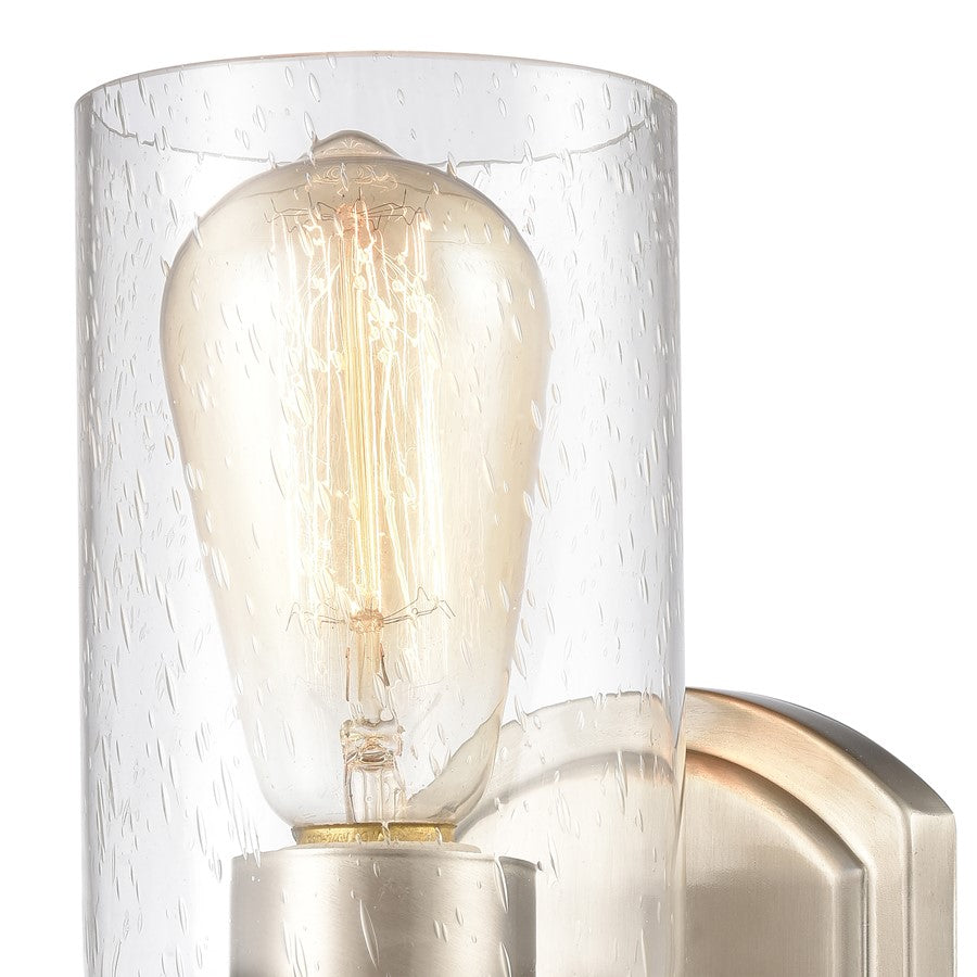 Atlas Lighting Market Square 5in 1-Light Wall Sconce | Transitional Brushed Nickel and Seeded Glass | Hallway & Bedroom Accent | Model WL11106-NK