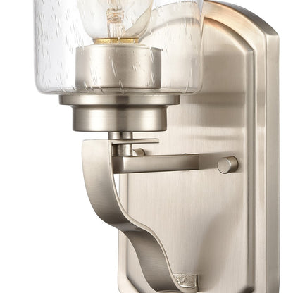 Atlas Lighting Market Square 5in 1-Light Wall Sconce | Transitional Brushed Nickel and Seeded Glass | Hallway & Bedroom Accent | Model WL11106-NK