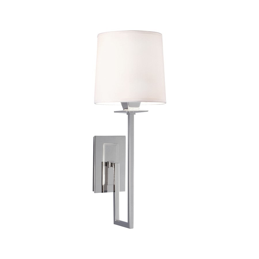 Atlas Lighting Maya 19in 1-Light Wall Sconce | Traditional Polished Nickel and White Fabric | Hallway & Living Room | Model WL11108-NK