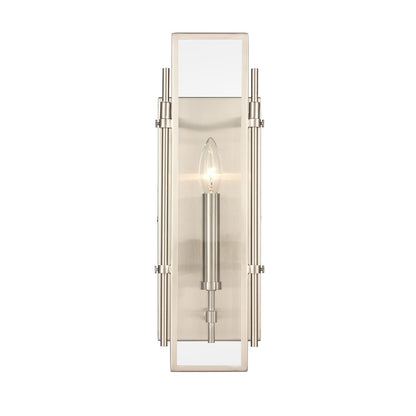 Atlas Lighting Mechanist 17in 1-Light Wall Sconce | Modern Chrome and Clear Glass | Hallway & Living Room | 6 x 4 x 17 in | Model WL11109-CH