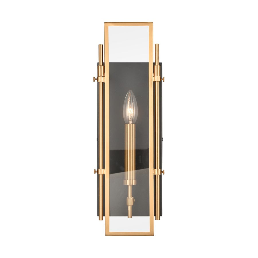 Atlas Lighting Mechanist 17in 1-Light Wall Sconce | Modern Gold and Matte Black with Clear Glass | Bedroom & Hallway | Model WL11109-GD