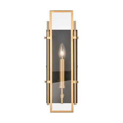 Atlas Lighting Mechanist 17in 1-Light Wall Sconce | Modern Gold and Matte Black with Clear Glass | Bedroom & Hallway | Model WL11109-GD