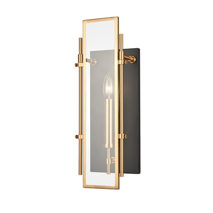 Atlas Lighting Mechanist 17in 1-Light Wall Sconce | Modern Gold and Matte Black with Clear Glass | Bedroom & Hallway | Model WL11109-GD