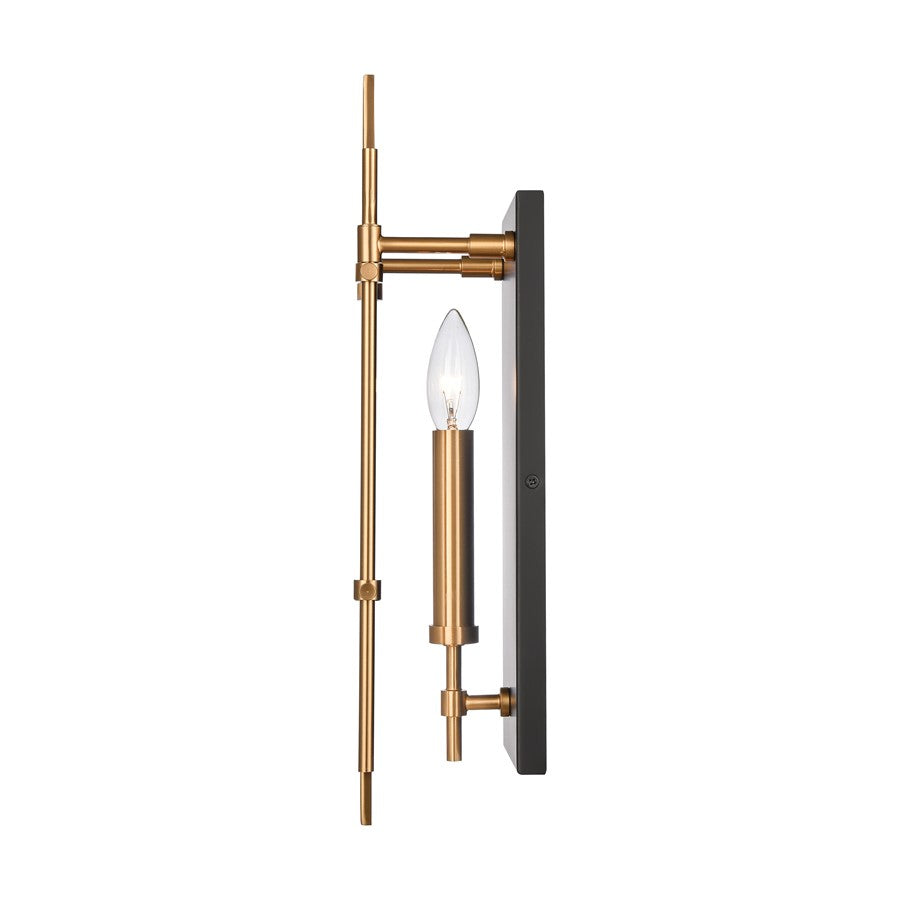 Atlas Lighting Mechanist 17in 1-Light Wall Sconce | Modern Gold and Matte Black with Clear Glass | Bedroom & Hallway | Model WL11109-GD