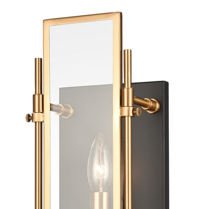 Atlas Lighting Mechanist 17in 1-Light Wall Sconce | Modern Gold and Matte Black with Clear Glass | Bedroom & Hallway | Model WL11109-GD