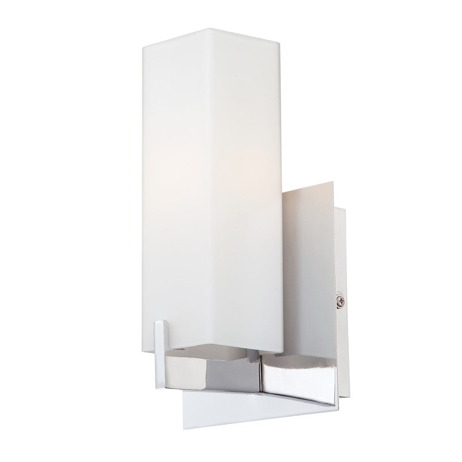 Atlas Moderno 1-Light Wall Sconce | Modern Chrome and White Alabaster Glass | Bathroom & Hallway | 5 x 3 x 8.3 in | Model WL11115-CH