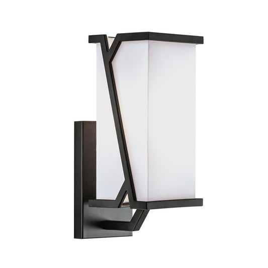 Atlas Moiselle 1-Light Wall Sconce | Transitional Matte Black and White Fabric Shade | Bedroom & Living Room | 4.5 x 6.75 x 12 in | Model WL11116-BK