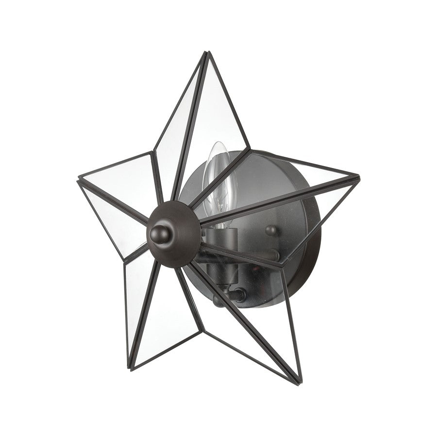 Atlas Lighting Moravian Star 12in 1-Light Wall Sconce | Transitional Oil Rubbed Bronze and Clear Glass | Entryway & Hallway | Model WL11117-BZ1
