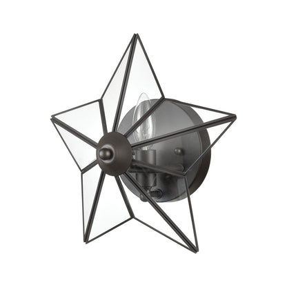 Atlas Lighting Moravian Star 12in 1-Light Wall Sconce | Transitional Oil Rubbed Bronze and Clear Glass | Entryway & Hallway | Model WL11117-BZ1