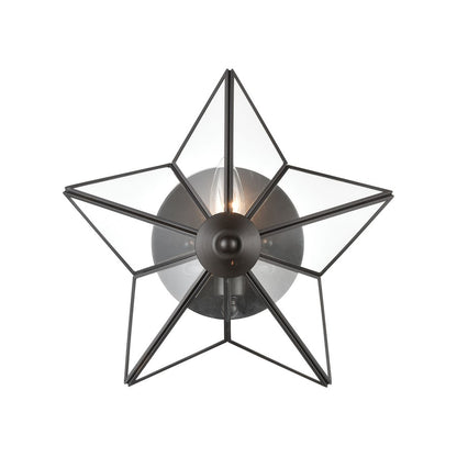 Atlas Lighting Moravian Star 12in 1-Light Wall Sconce | Transitional Oil Rubbed Bronze and Clear Glass | Entryway & Hallway | Model WL11117-BZ1