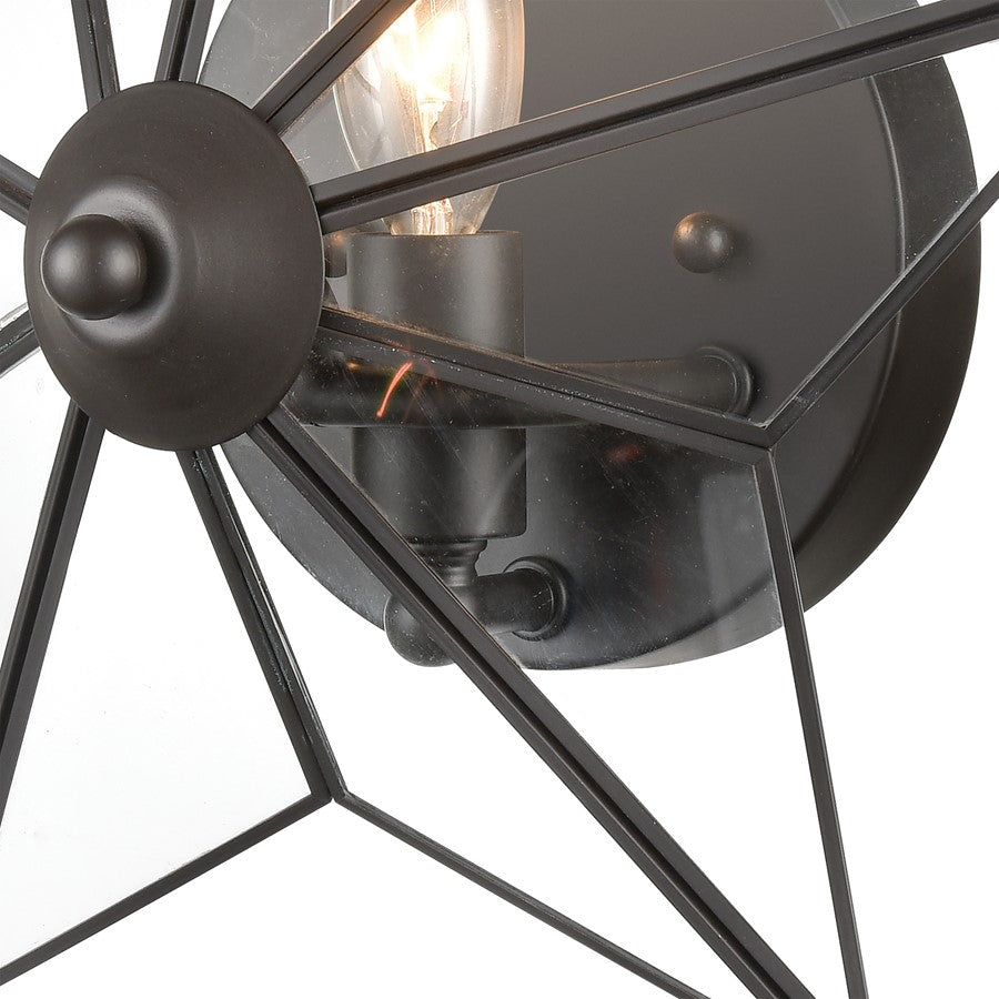 Atlas Lighting Moravian Star 12in 1-Light Wall Sconce | Transitional Oil Rubbed Bronze and Clear Glass | Entryway & Hallway | Model WL11117-BZ1