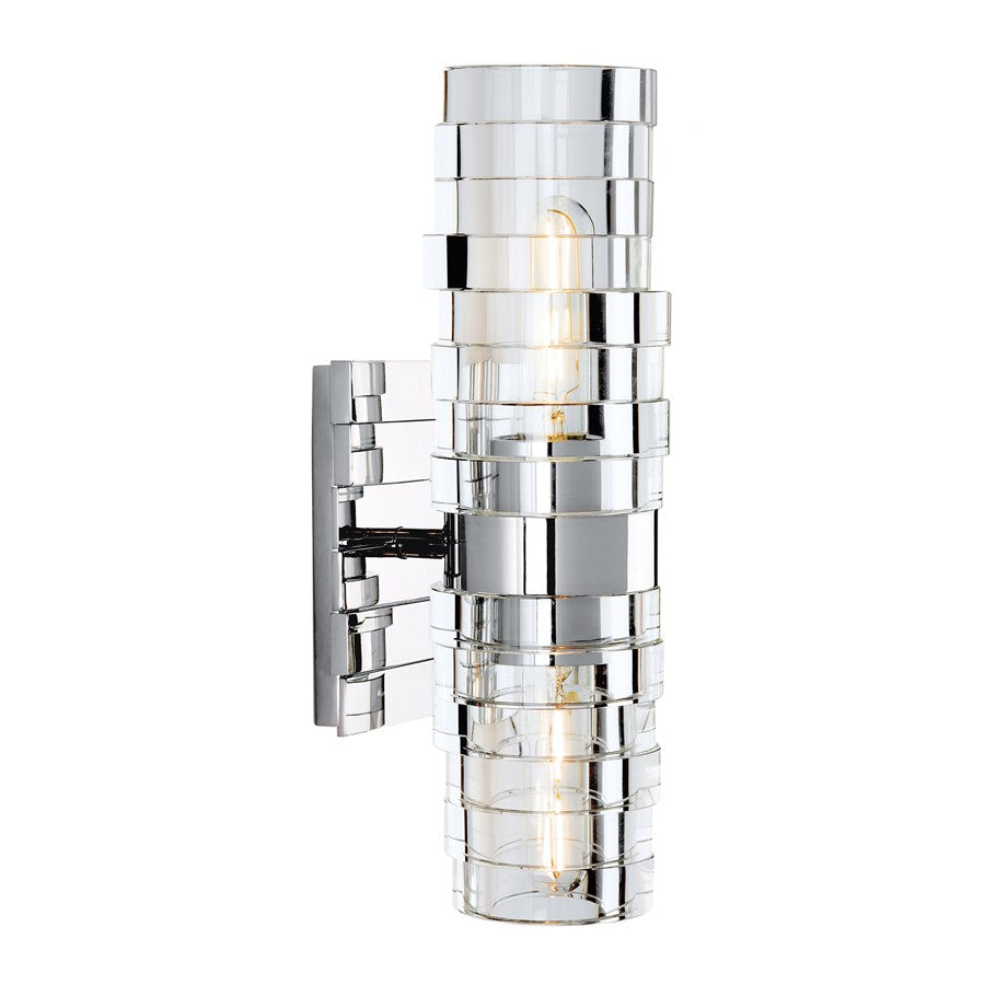Atlas Lighting Murano 13in 2-Light Wall Sconce | Modern Chrome and Clear Glass | Hallway & Living Room | 6 x 5 x 13 in | Model WL11118-CH