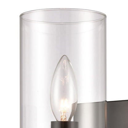 Atlas Lighting Oakland 12in 1-Light Wall Sconce | Modern Black and Clear Glass | Hallway & Bedroom Accent | 4.5 x 6 x 12 in | Model WL11121-BK