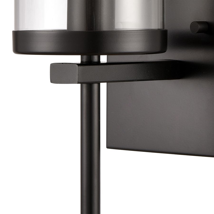 Atlas Lighting Oakland 12in 1-Light Wall Sconce | Modern Black and Clear Glass | Hallway & Bedroom Accent | 4.5 x 6 x 12 in | Model WL11121-BK