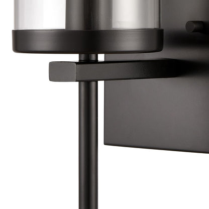 Atlas Lighting Oakland 12in 1-Light Wall Sconce | Modern Black and Clear Glass | Hallway & Bedroom Accent | 4.5 x 6 x 12 in | Model WL11121-BK