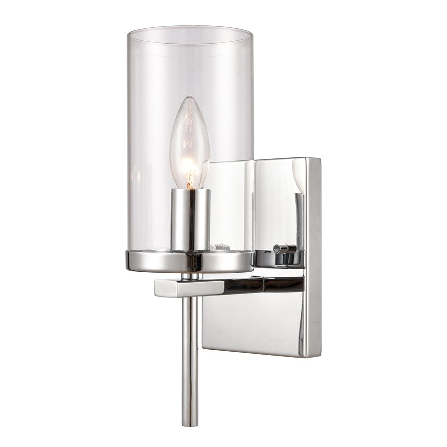Atlas Lighting Oakland 12in 1-Light Wall Sconce | Modern Chrome and Clear Glass | Hallway & Bedroom Accent | 4.5 x 6 x 12 in | Model WL11121-CH
