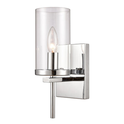 Atlas Lighting Oakland 12in 1-Light Wall Sconce | Modern Chrome and Clear Glass | Hallway & Bedroom Accent | 4.5 x 6 x 12 in | Model WL11121-CH