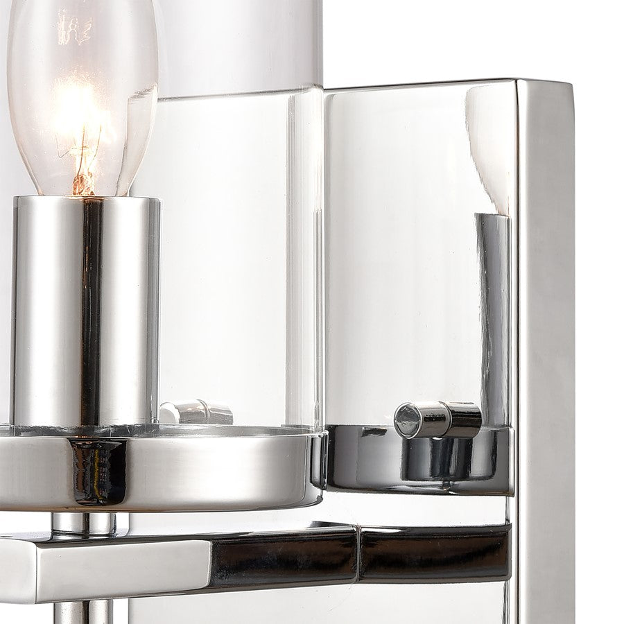 Atlas Lighting Oakland 12in 1-Light Wall Sconce | Modern Chrome and Clear Glass | Hallway & Bedroom Accent | 4.5 x 6 x 12 in | Model WL11121-CH