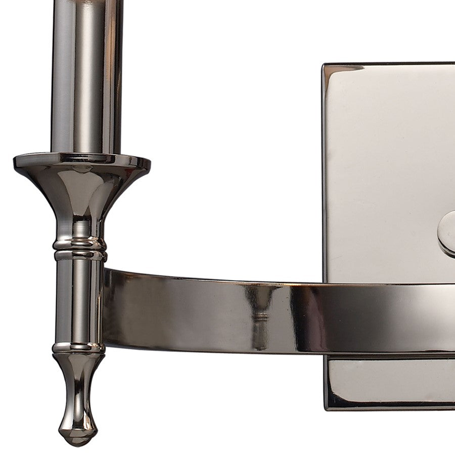 Atlas Lighting Pembroke 19in 2-Light Wall Sconce | Transitional Polished Nickel and White Fabric Shade | Bedroom & Hallway | Model WL11124-NK