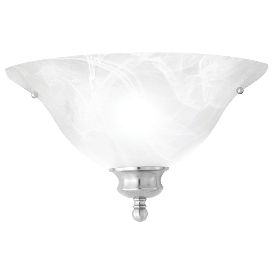 Atlas Lighting Prestige 14in 1-Light Outdoor Wall Sconce | Traditional Brushed Nickel and White Alabaster Glass | Entryway | Model WL11127-NK