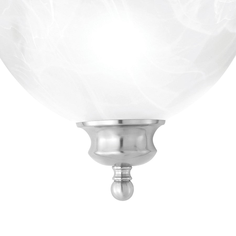 Atlas Lighting Prestige 14in 1-Light Outdoor Wall Sconce | Traditional Brushed Nickel and White Alabaster Glass | Entryway | Model WL11127-NK