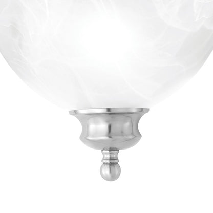 Atlas Lighting Prestige 14in 1-Light Outdoor Wall Sconce | Traditional Brushed Nickel and White Alabaster Glass | Entryway | Model WL11127-NK