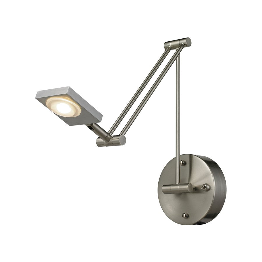Atlas Lighting Reilly 5in 1-Light Wall Sconce | Modern Brushed Nickel and No Shade | Bedroom & Hallway Accent Light | 450 Lumens | Model WL11132-NK