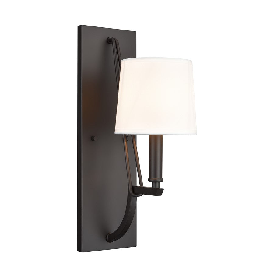 Atlas Lighting Robinson 16in 1-Light Wall Sconce | Matte Black and Off White Fabric | Bedroom & Hallway Accent | 5 x 8 x 16 in | Model WL11137-BK