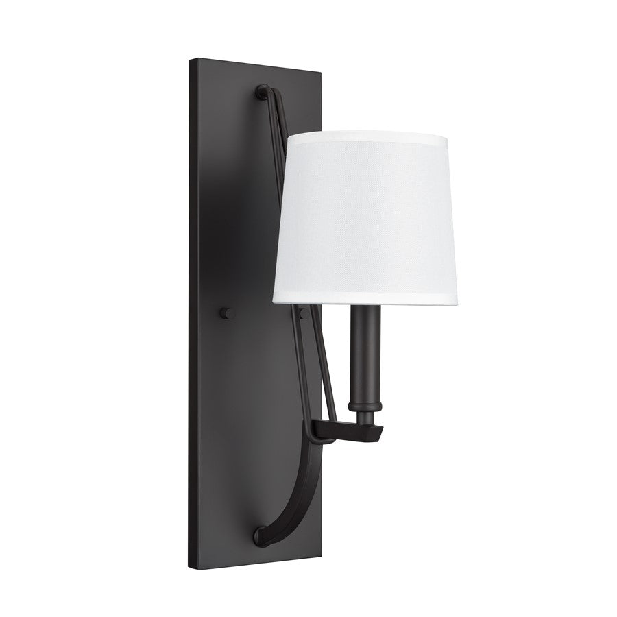 Atlas Lighting Robinson 16in 1-Light Wall Sconce | Matte Black and Off White Fabric | Bedroom & Hallway Accent | 5 x 8 x 16 in | Model WL11137-BK