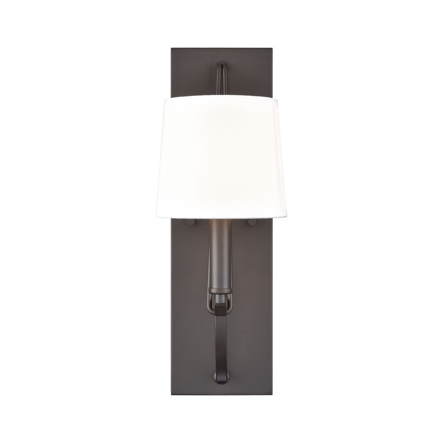 Atlas Lighting Robinson 16in 1-Light Wall Sconce | Matte Black and Off White Fabric | Bedroom & Hallway Accent | 5 x 8 x 16 in | Model WL11137-BK