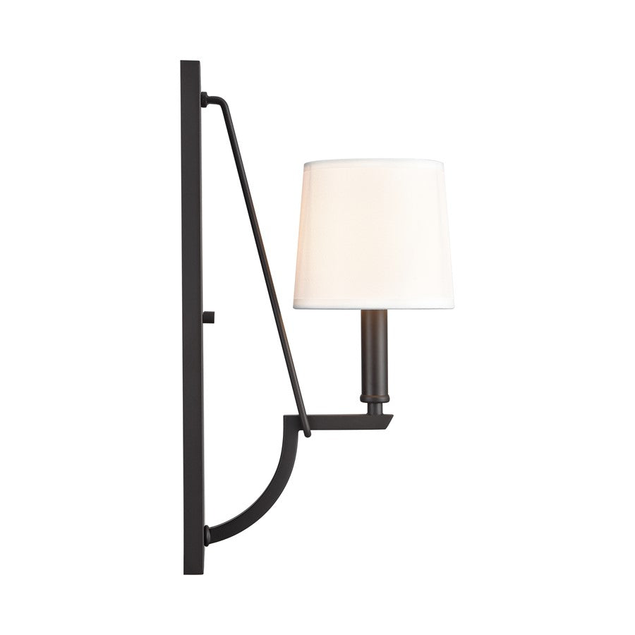 Atlas Lighting Robinson 16in 1-Light Wall Sconce | Matte Black and Off White Fabric | Bedroom & Hallway Accent | 5 x 8 x 16 in | Model WL11137-BK