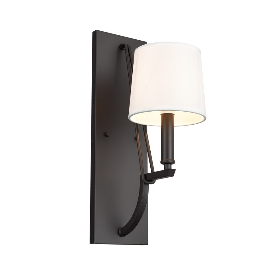 Atlas Lighting Robinson 16in 1-Light Wall Sconce | Matte Black and Off White Fabric | Bedroom & Hallway Accent | 5 x 8 x 16 in | Model WL11137-BK