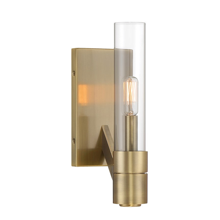 Atlas Lighting Rohe 12in 1-Light Wall Sconce | Oxidized Brass and Clear Glass | Bedroom & Hallway Accent | 4 x 5 x 12 in | Model WL11138-BS