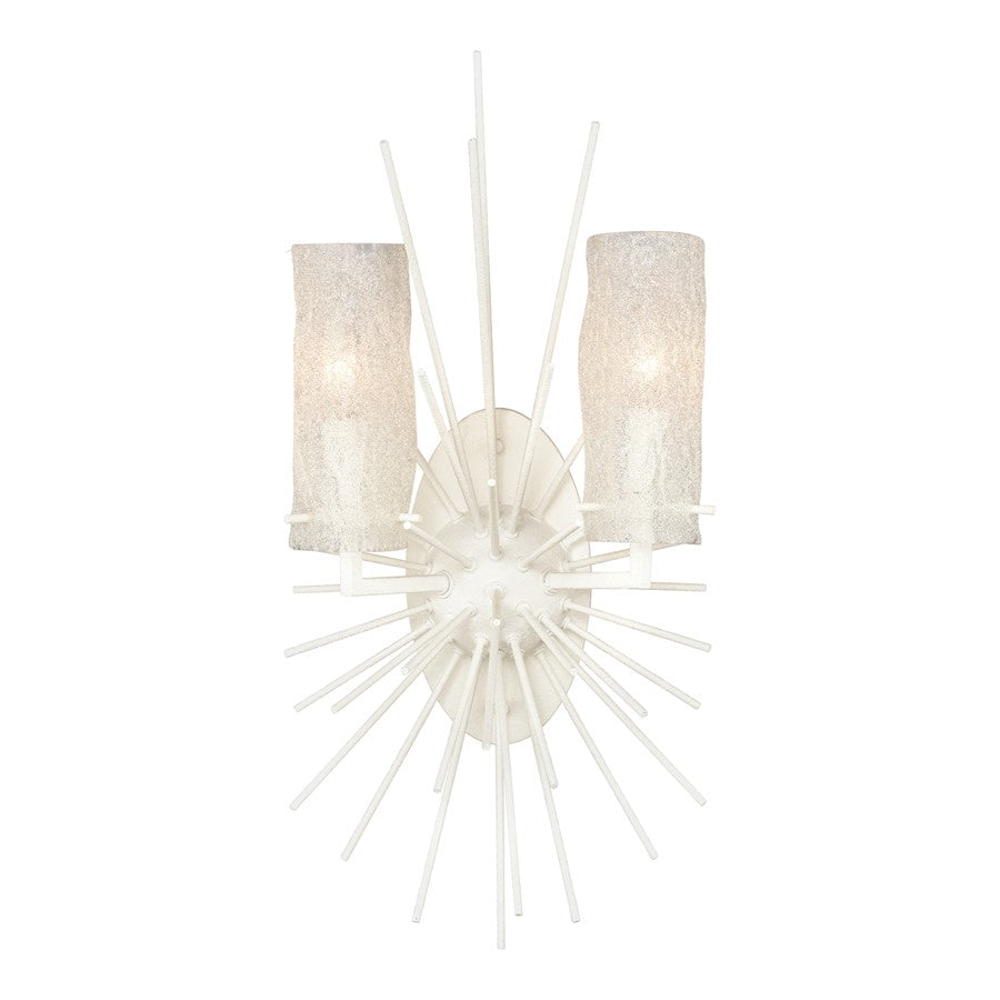 Atlas Lighting Sea Urchin 21in 2-Light Wall Sconce | Transitional White Coral and White Glass | Bedroom & Hallway Accent Light | Model WL11140-WH