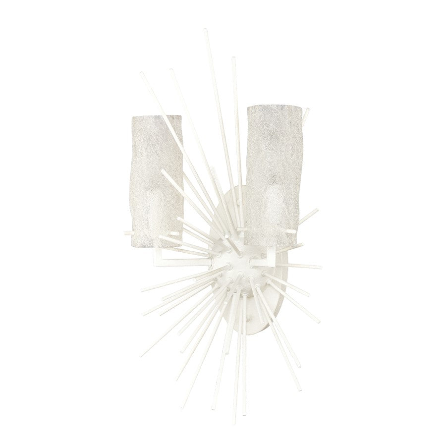 Atlas Lighting Sea Urchin 21in 2-Light Wall Sconce | Transitional White Coral and White Glass | Bedroom & Hallway Accent Light | Model WL11140-WH