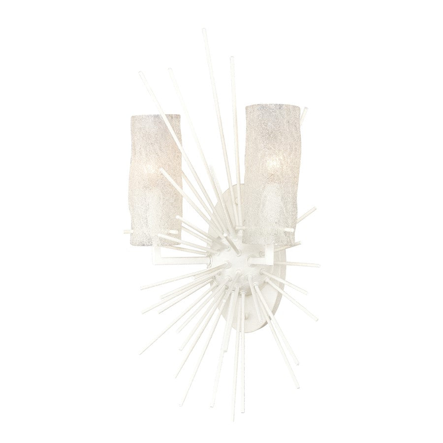 Atlas Lighting Sea Urchin 21in 2-Light Wall Sconce | Transitional White Coral and White Glass | Bedroom & Hallway Accent Light | Model WL11140-WH