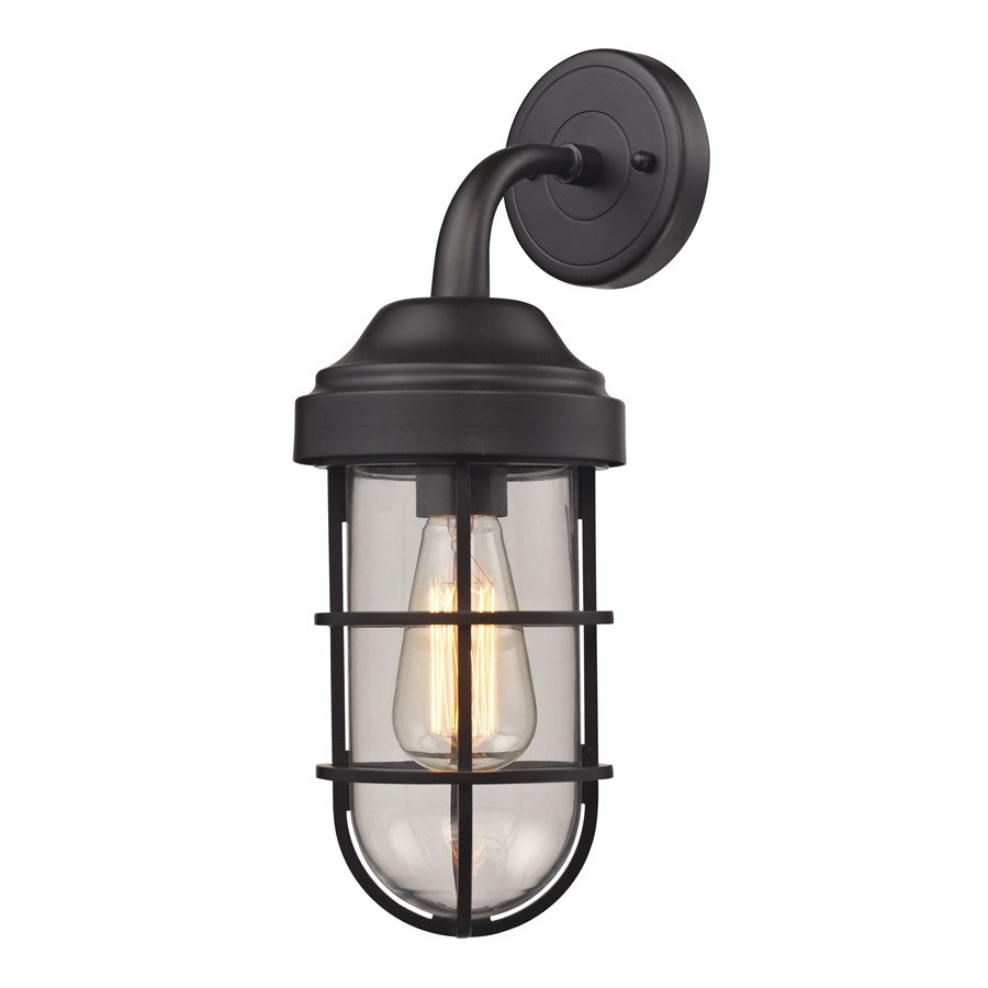 Atlas Lighting Seaport 16in 1-Light Wall Sconce | Transitional Oil Rubbed Bronze and Clear Glass | Bedroom & Hallway Accent Light | Model WL11142-BZ