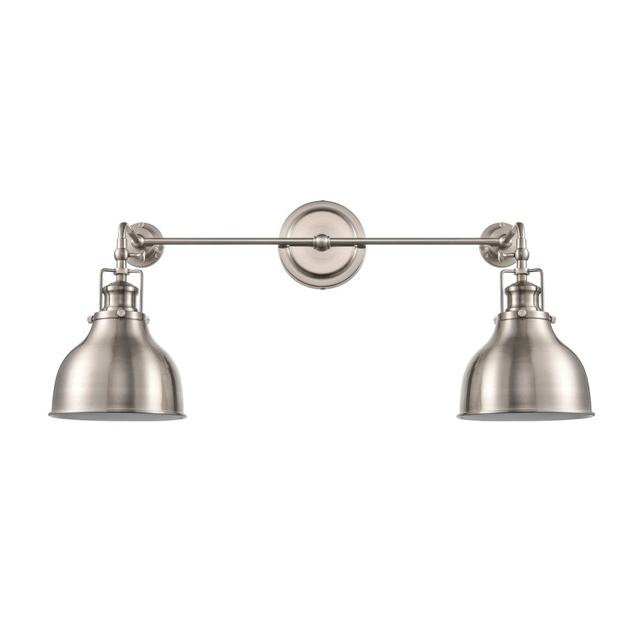 Atlas Lighting Skillet 26in 2-Light Wall Sconce | Transitional Satin Nickel and Nickel Metal Shades | Kitchen & Farmhouse Accent | Model WL11143-NK