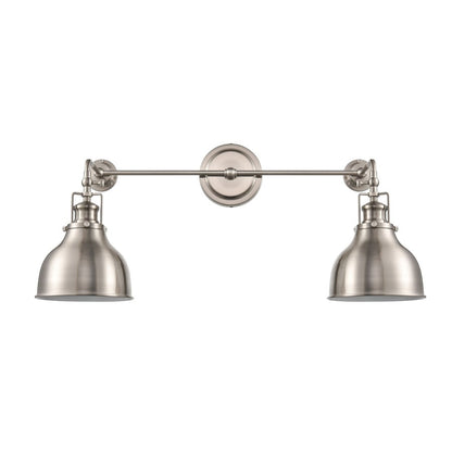Atlas Lighting Skillet 26in 2-Light Wall Sconce | Transitional Satin Nickel and Nickel Metal Shades | Kitchen & Farmhouse Accent | Model WL11143-NK
