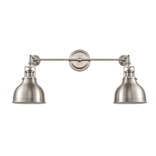 Atlas Lighting Skillet 26in 2-Light Wall Sconce | Transitional Satin Nickel and Nickel Metal Shades | Kitchen & Farmhouse Accent | Model WL11143-NK