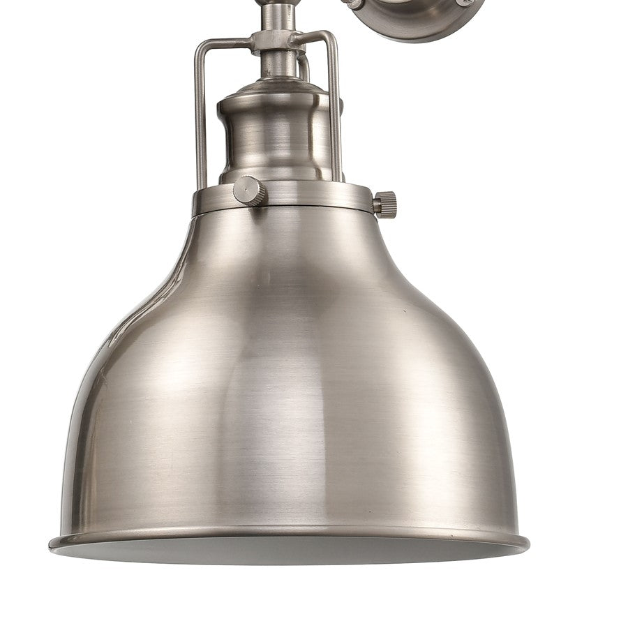 Atlas Lighting Skillet 26in 2-Light Wall Sconce | Transitional Satin Nickel and Nickel Metal Shades | Kitchen & Farmhouse Accent | Model WL11143-NK