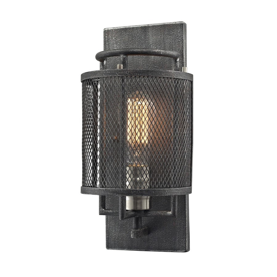 Atlas Lighting Slatington 13in 1-Light Wall Sconce | Industrial Dark Graphite and Brushed Nickel Metal | Bedroom & Hallway Accent | Model WL11144-NK
