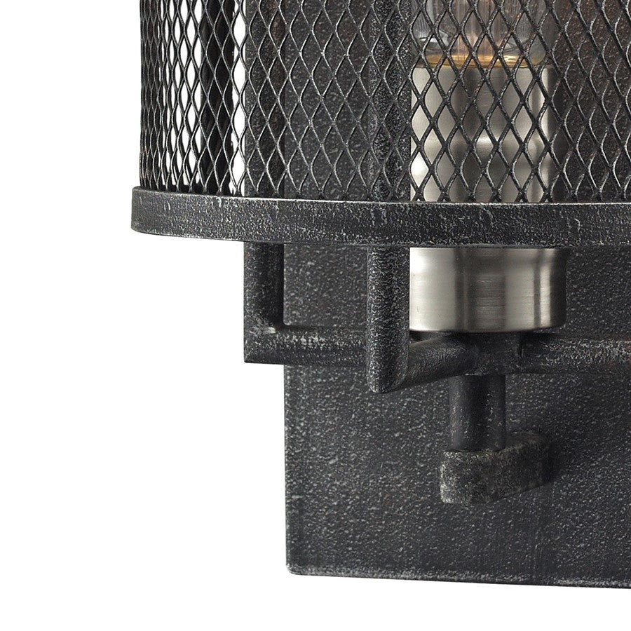 Atlas Lighting Slatington 13in 1-Light Wall Sconce | Industrial Dark Graphite and Brushed Nickel Metal | Bedroom & Hallway Accent | Model WL11144-NK
