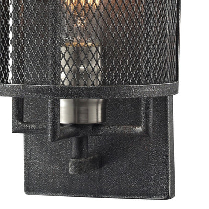 Atlas Lighting Slatington 13in 1-Light Wall Sconce | Industrial Dark Graphite and Brushed Nickel Metal | Bedroom & Hallway Accent | Model WL11144-NK