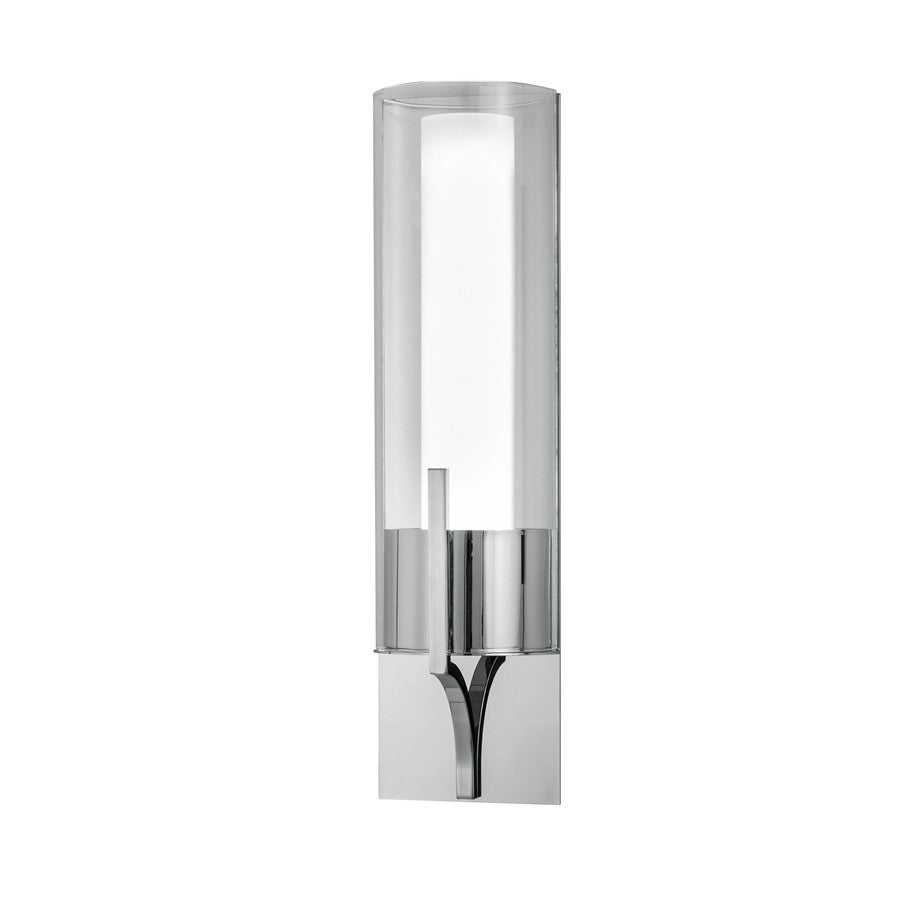 Atlas Lighting Slope 15in Integrated LED Wall Sconce | Modern Chrome and White Glass | Bathroom & Hallway Accent Light | Model WL11145-CH