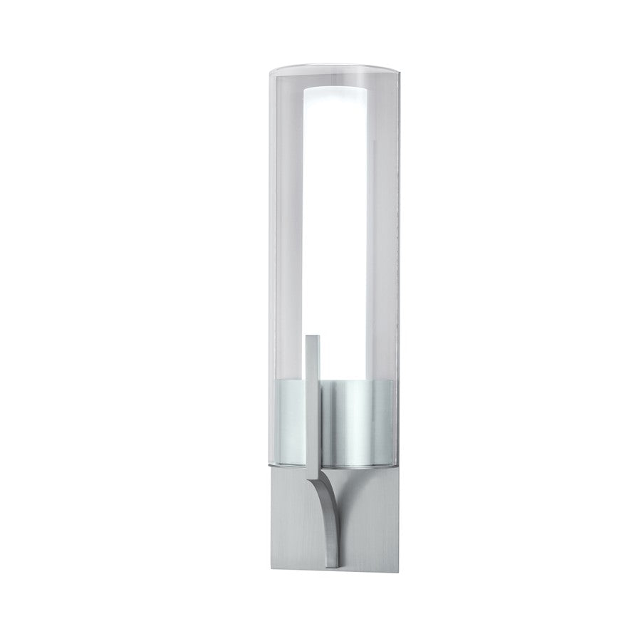 Atlas Lighting Slope 15in 1-Light Wall Sconce | Modern Brushed Nickel and White Glass | Bedroom & Hallway Accent Light | Model WL11145-NK